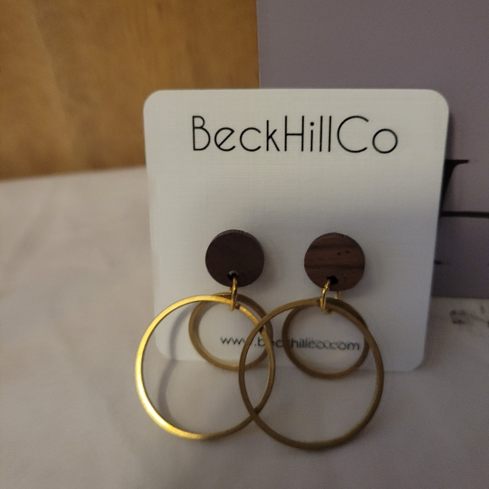 BeckHillCo Gold and Brown Earrings